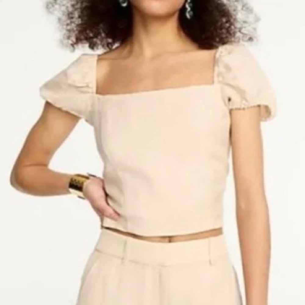 NWT J. Crew Linen/Cupro Squareneck Top
